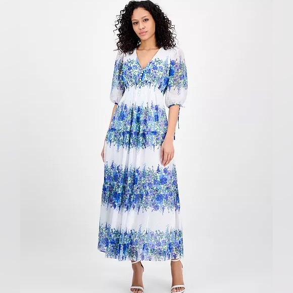Taylor Dresses Dresses & Skirts - Taylor NWT white and blue floral print Maxi Dress in size 14